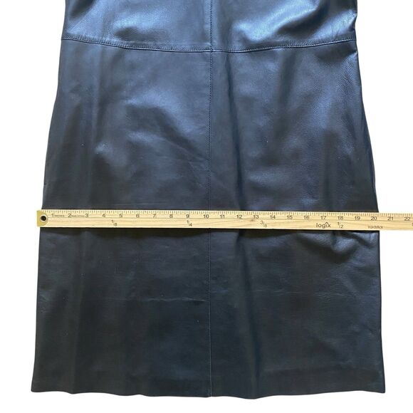 MAX MARA Weekend Lamb Leather Shift Mini Dress Sz 8 IT 42 V Neck Sleeveless - Picture 6 of 10